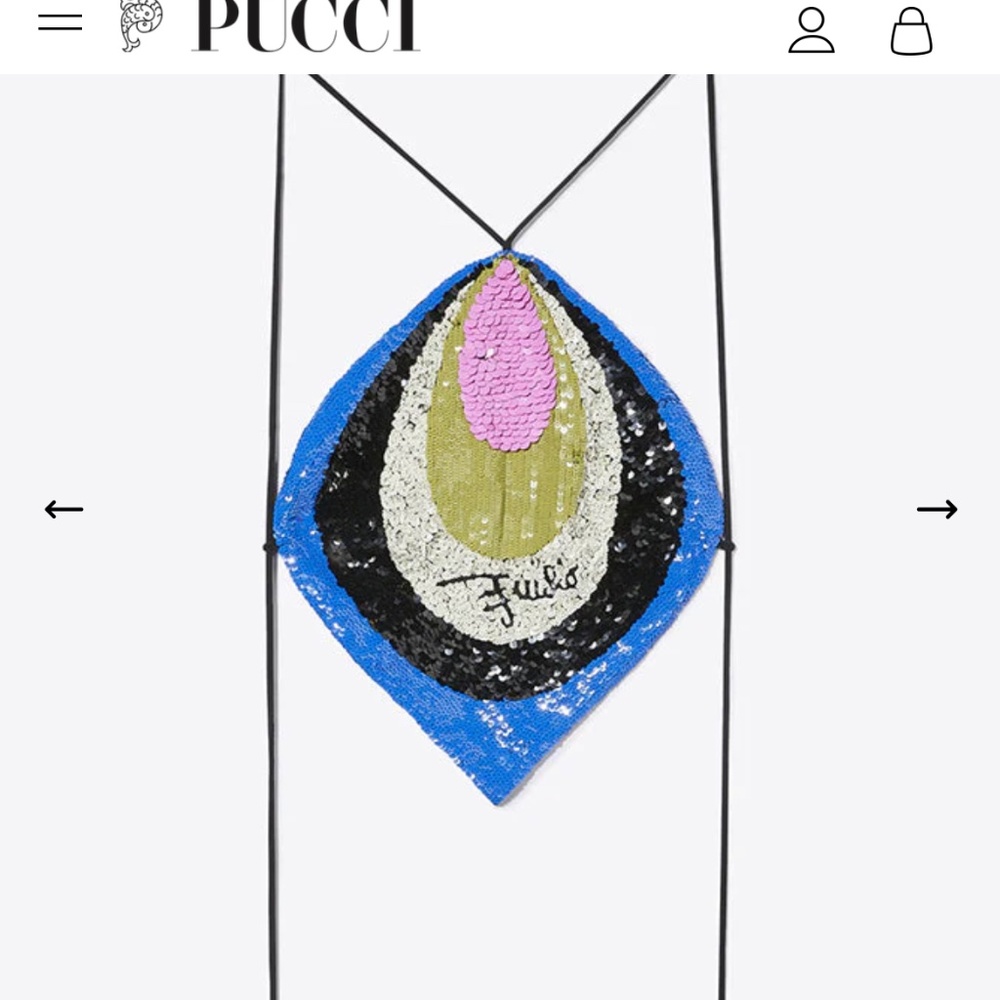 Emilio Pucci Women's Blue Sequined Halterneck Top SS23